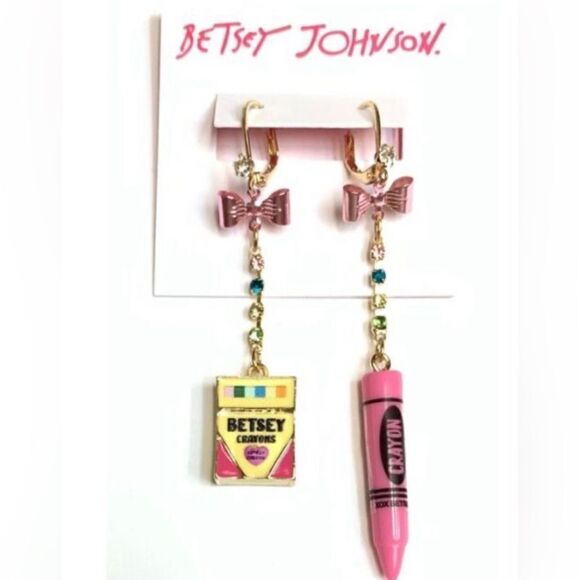 BETSEY JOHNSON MISMATCHED CRAYON EARRINGS - Picture 1 of 7